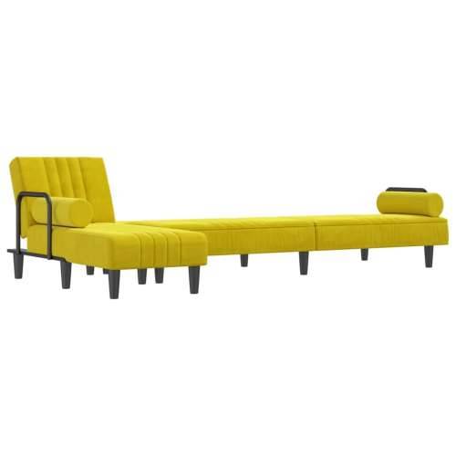 Kutna garnitura na razvlačenje žuta 260x140x70 cm baršunasta - Žuta Cijena