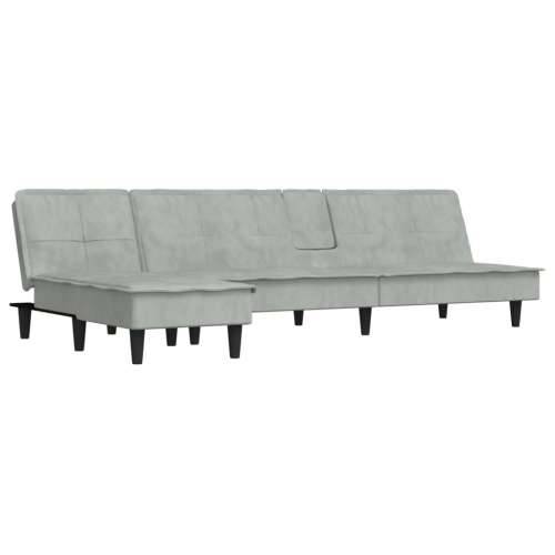 Kutna garnitura na razvlačenje svjetlosiva 255x140x70 cm baršun - Svjetlosiva Cijena
