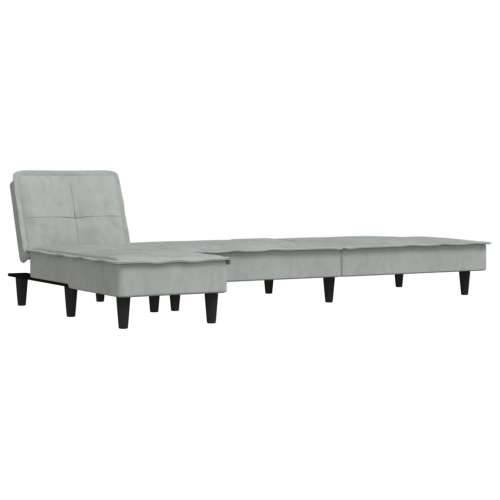 Kutna garnitura na razvlačenje svjetlosiva 255x140x70 cm baršun - Svjetlosiva Cijena