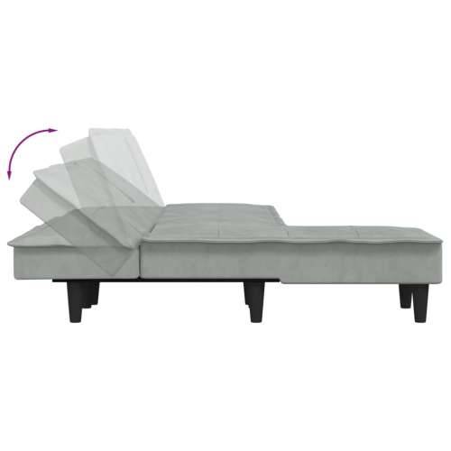 Kutna garnitura na razvlačenje svjetlosiva 255x140x70 cm baršun - Svjetlosiva Cijena