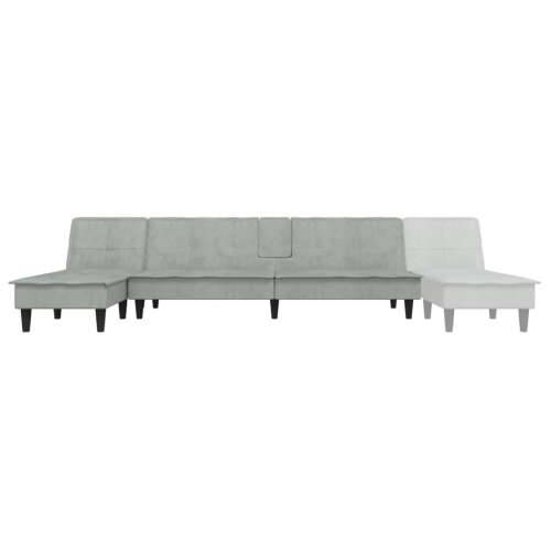 Kutna garnitura na razvlačenje svjetlosiva 255x140x70 cm baršun - Svjetlosiva Cijena