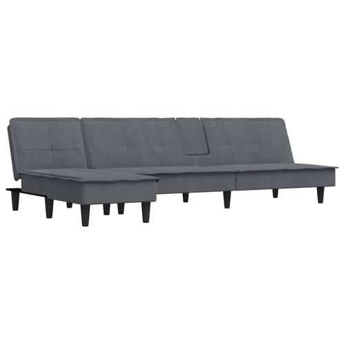 Kutna garnitura na razvlačenje tamnosiva 255x140x70 cm baršun - Tamno siva Cijena