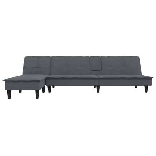 Kutna garnitura na razvlačenje tamnosiva 255x140x70 cm baršun - Tamno siva Cijena