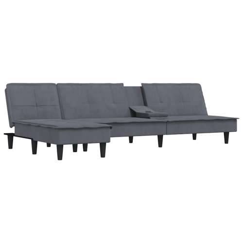 Kutna garnitura na razvlačenje tamnosiva 255x140x70 cm baršun - Tamno siva Cijena
