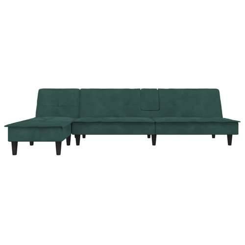 Kutna garnitura na razvlačenje tamnozelena 255x140x70 cm baršun - Tamnozelena Cijena