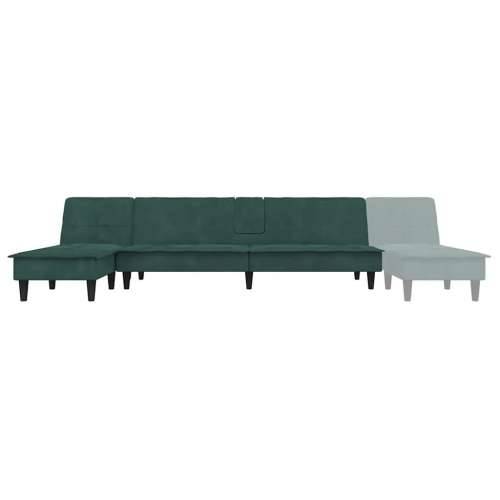 Kutna garnitura na razvlačenje tamnozelena 255x140x70 cm baršun - Tamnozelena Cijena