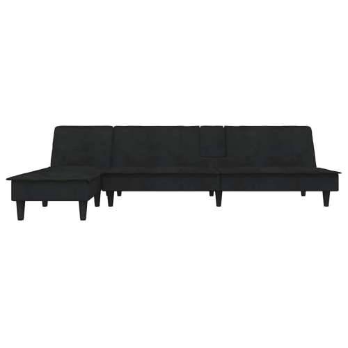 Kutna garnitura crna 255 x 140 x 70 cm baršunasta - Crna Cijena