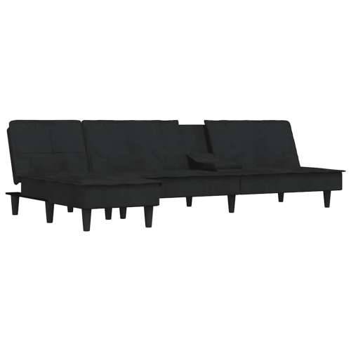 Kutna garnitura crna 255 x 140 x 70 cm baršunasta - Crna Cijena