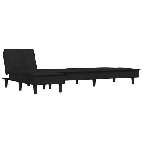 Kutna garnitura crna 255 x 140 x 70 cm baršunasta - Crna Cijena