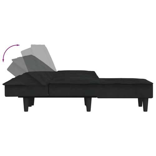 Kutna garnitura crna 255 x 140 x 70 cm baršunasta - Crna Cijena