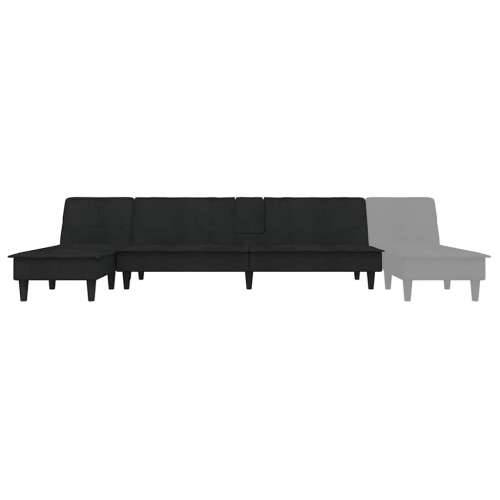 Kutna garnitura crna 255 x 140 x 70 cm baršunasta - Crna Cijena