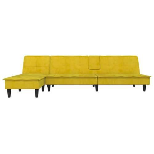 Kutna garnitura na razvlačenje žuta 255x140x70 cm baršunasta - Žuta Cijena