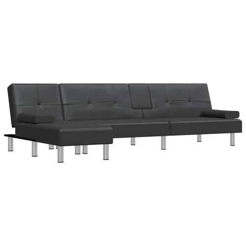 Kutna garnitura na razvlačenje crna 255x140x70 cm umjetna koža - Crna Cijena