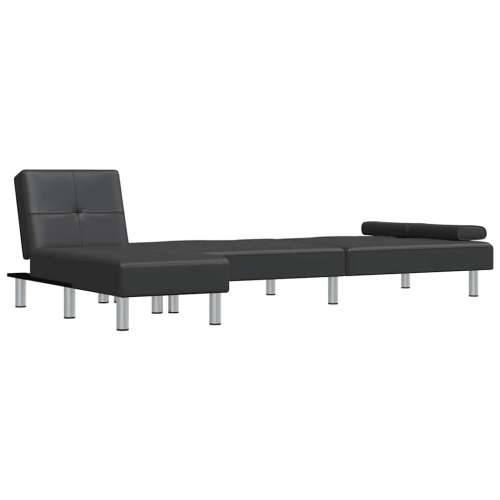 Kutna garnitura na razvlačenje crna 255x140x70 cm umjetna koža - Crna Cijena