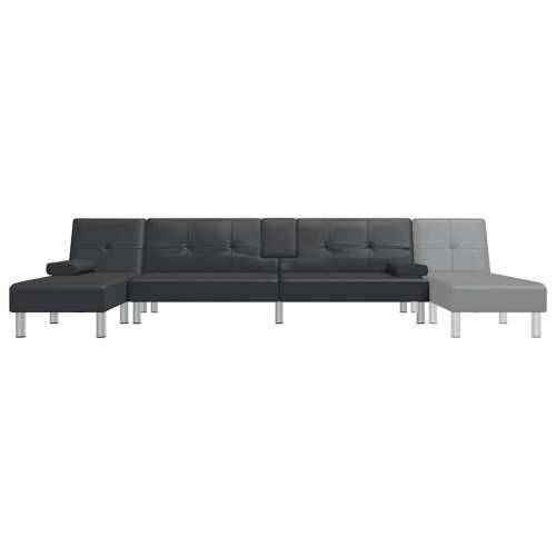 Kutna garnitura na razvlačenje crna 255x140x70 cm umjetna koža - Crna Cijena