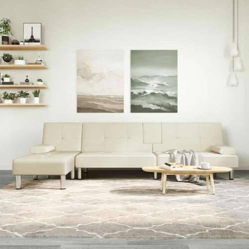 Kutna garnitura na razvlačenje krem 255x140x70 cm umjetna koža - Krema Cijena