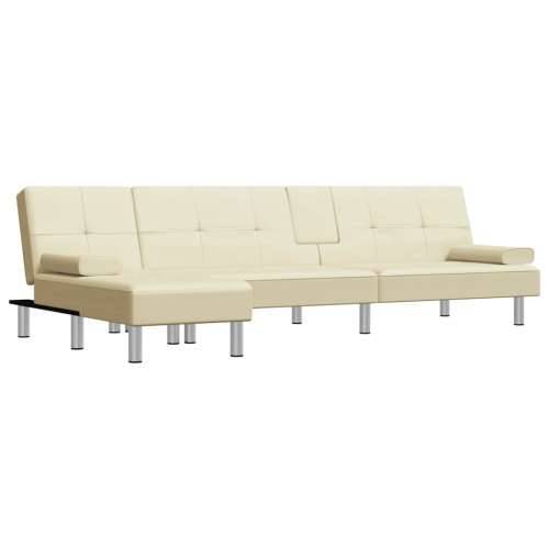 Kutna garnitura na razvlačenje krem 255x140x70 cm umjetna koža - Krema Cijena