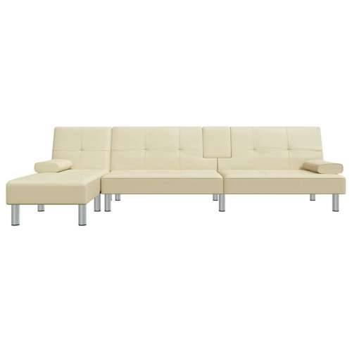 Kutna garnitura na razvlačenje krem 255x140x70 cm umjetna koža - Krema Cijena