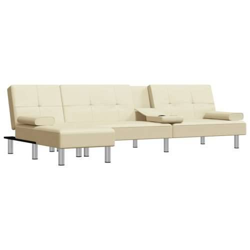 Kutna garnitura na razvlačenje krem 255x140x70 cm umjetna koža - Krema Cijena