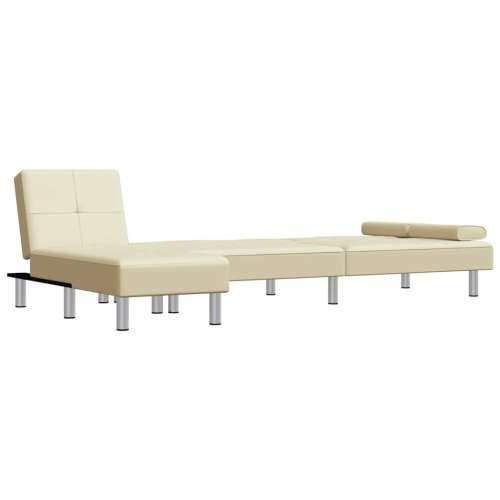 Kutna garnitura na razvlačenje krem 255x140x70 cm umjetna koža - Krema Cijena