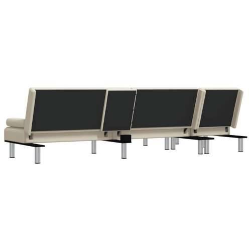 Kutna garnitura na razvlačenje krem 255x140x70 cm umjetna koža - Krema Cijena