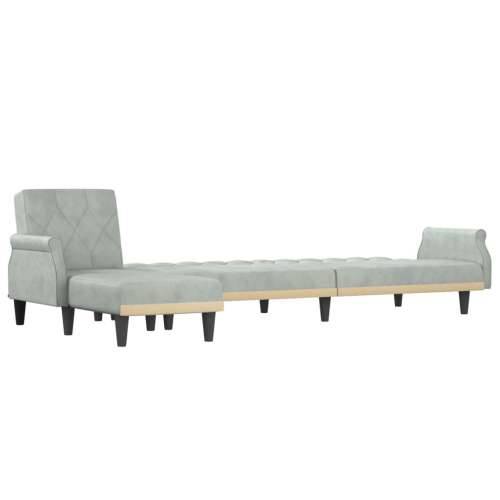 Kutna garnitura na razvlačenje svjetlosiva 271x140x70 cm baršun - Svjetlosiva Cijena