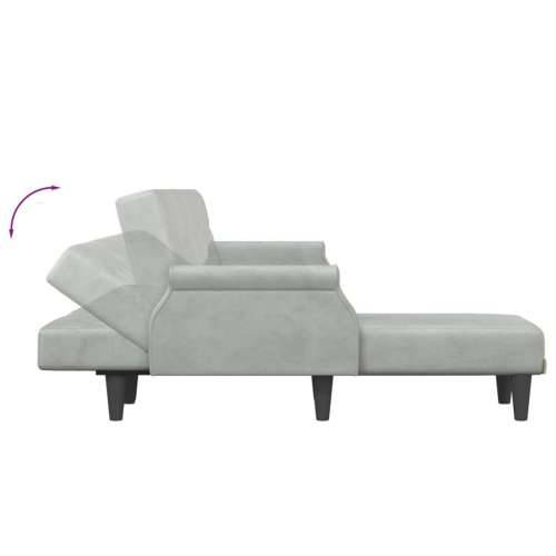 Kutna garnitura na razvlačenje svjetlosiva 271x140x70 cm baršun - Svjetlosiva Cijena