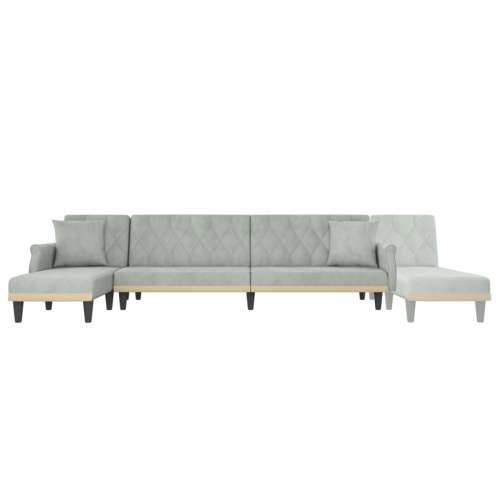 Kutna garnitura na razvlačenje svjetlosiva 271x140x70 cm baršun - Svjetlosiva Cijena