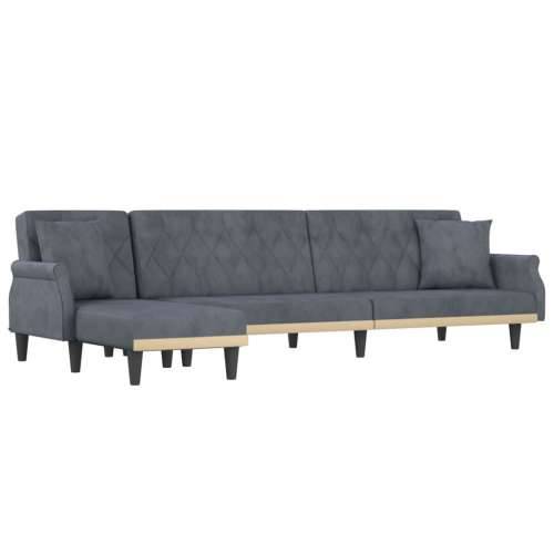 Kutna garnitura na razvlačenje tamnosiva 271x140x70 cm baršun - Tamno siva Cijena