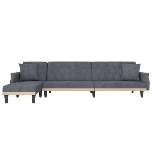Kutna garnitura na razvlačenje tamnosiva 271x140x70 cm baršun - Tamno siva Cijena
