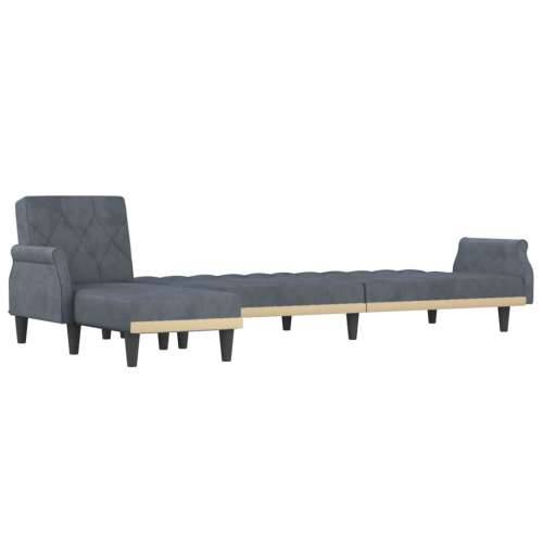 Kutna garnitura na razvlačenje tamnosiva 271x140x70 cm baršun - Tamno siva Cijena