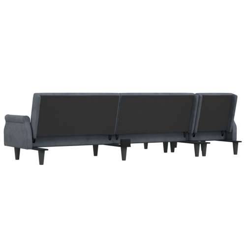 Kutna garnitura na razvlačenje tamnosiva 271x140x70 cm baršun - Tamno siva Cijena