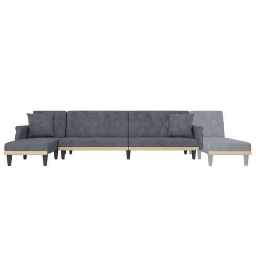 Kutna garnitura na razvlačenje tamnosiva 271x140x70 cm baršun - Tamno siva Cijena