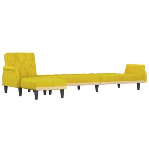 Kutna garnitura na razvlačenje žuta 271x140x70 cm baršunasta - Žuta Cijena