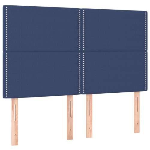 Krevet box spring s madracem LED plavi 140x190 cm od tkanine - Plava 140 x 190 cm Obično s čavlima Cijena