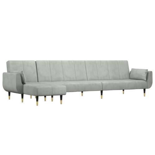 Kutna garnitura na razvlačenje svjetlosiva 275x140x70 cm baršun - Svjetlosiva S naslonom za ruke Cijena