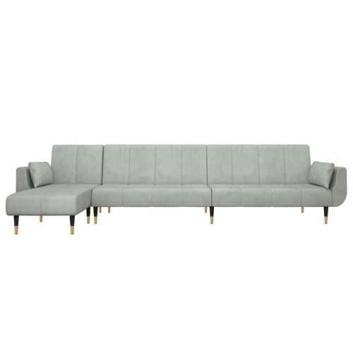 Kutna garnitura na razvlačenje svjetlosiva 275x140x70 cm baršun - Svjetlosiva S naslonom za ruke Cijena