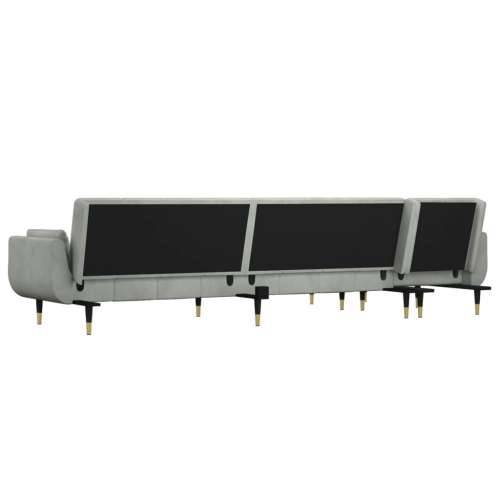 Kutna garnitura na razvlačenje svjetlosiva 275x140x70 cm baršun - Svjetlosiva S naslonom za ruke Cijena