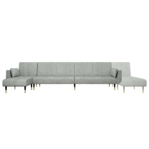Kutna garnitura na razvlačenje svjetlosiva 275x140x70 cm baršun - Svjetlosiva S naslonom za ruke Cijena