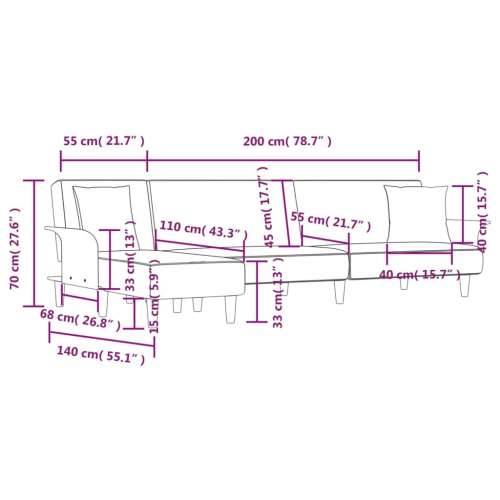 Kutna garnitura na razvlačenje svjetlosiva 279x140x70cm tkanina - Svjetlosiva Cijena