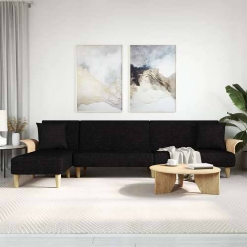Kutna garnitura na razvlačenje crna 279x140x70 cm od tkanine - Crna Cijena