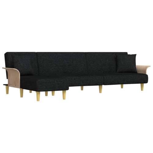 Kutna garnitura na razvlačenje crna 279x140x70 cm od tkanine - Crna Cijena