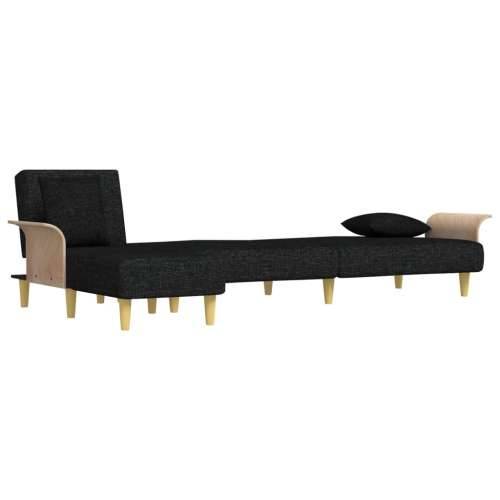 Kutna garnitura na razvlačenje crna 279x140x70 cm od tkanine - Crna Cijena
