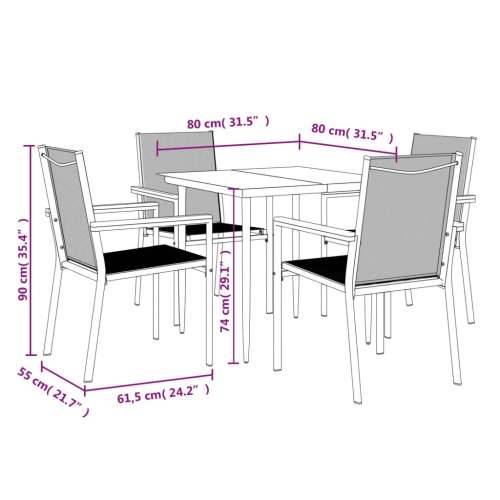 Vrtna garnitura - 5-dijelni vrtni blagovaonski set crni od tekstilena i čelika - Dužina stola 80 cm 4 Cijena