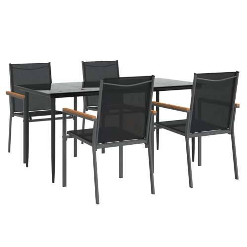Vrtna garnitura - 5-dijelni vrtni blagovaonski set crni od tekstilena i čelika - Dužina stola 160 cm 4 Cijena