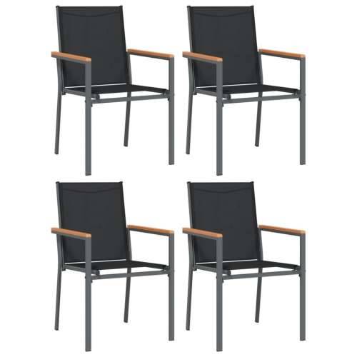 Vrtna garnitura - 5-dijelni vrtni blagovaonski set crni od tekstilena i čelika - Dužina stola 160 cm 4 Cijena