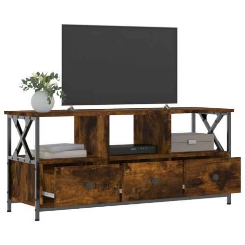 TV ormarić boja dimljenog hrasta 102x33x45 cm od drva i željeza - Dimljeni hrast 1 102 cm Cijena