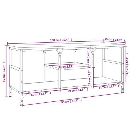 TV ormarić boja hrasta sonome 100x35x45 cm od drva i željeza - Sivi hrast sonoma 1 100 cm Cijena