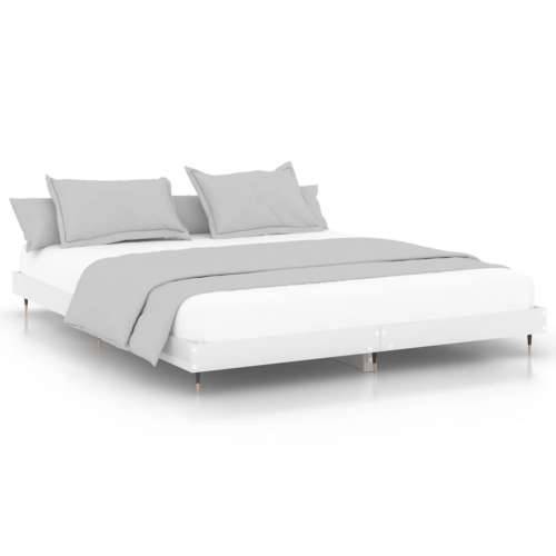 Okvir kreveta visoki sjaj bijeli 140 x 200 cm konstruirano drvo Cijena