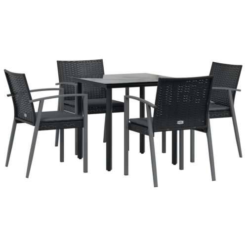 Vrtna garnitura - 5-dijelni vrtni blagovaonski set s jastucima poliratan i čelik - Crna Dužina stola 80 cm 4 Cijena
